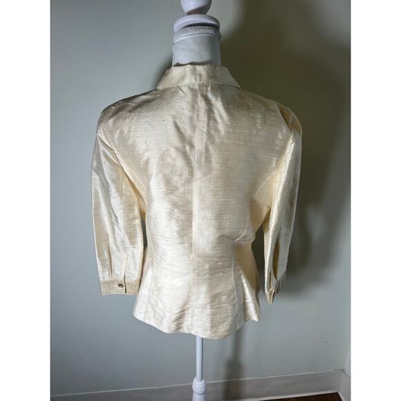 Maggy London Cream Silk Jacket and Lace Skirt Suit Sz 10 - Picture 3 of 8